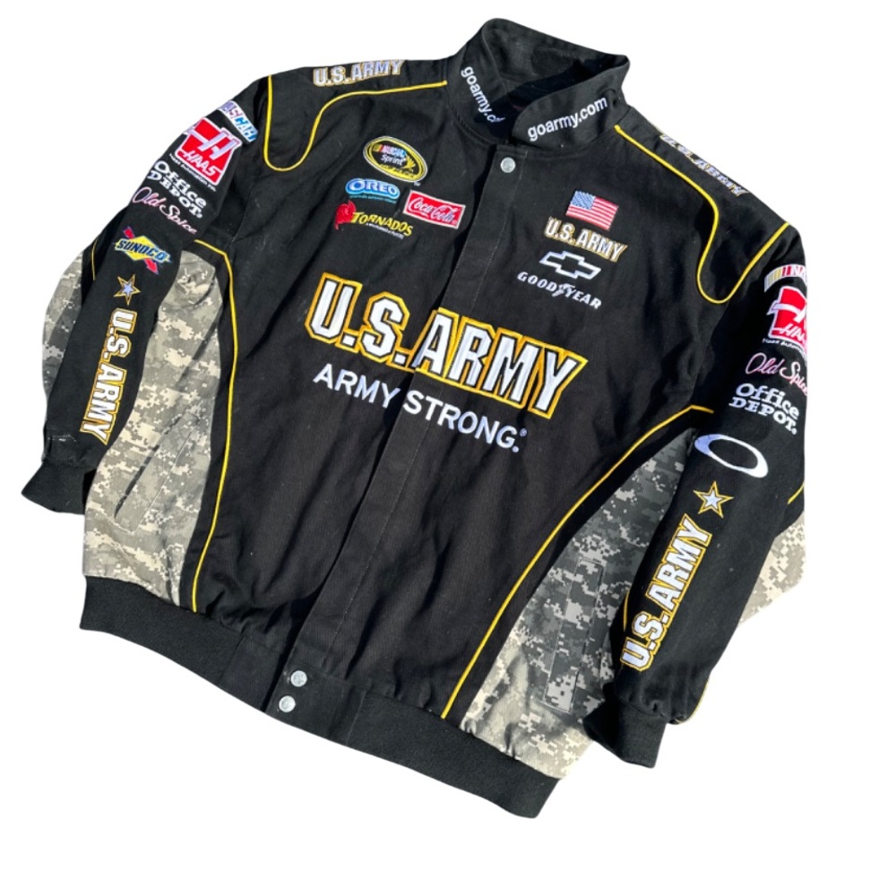 Vintage Mark Martin U.S. Army NASCAR Jacket Reversible Camo 2XL Chase Authentics